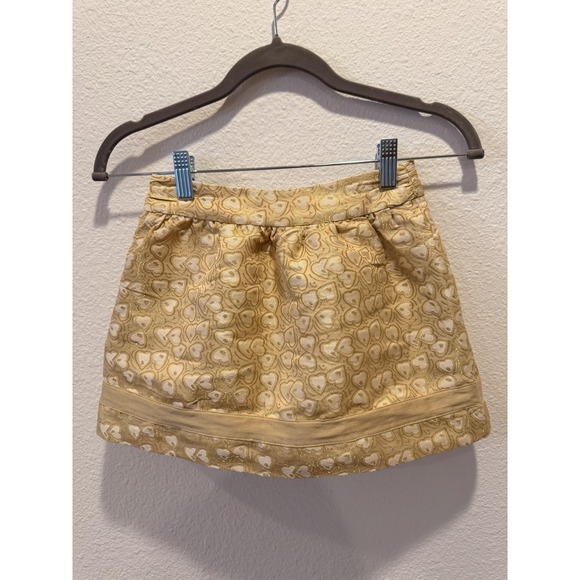 Juicy Couture Skirt Girls 7 Gold Metallic Heart Jacquard A-Line Side Buttons - Picture 11 of 11